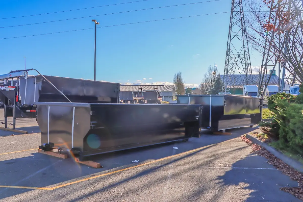 Roll-off dumpster ready for waste disposal at job site for Commercial Dumpster Rental in Kaufman